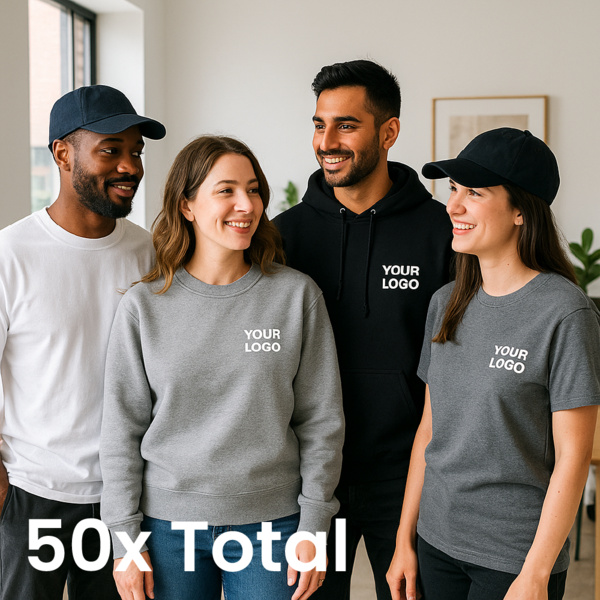 Company Culture Kit - 10x Premium Hoodies + 10x Premium T-Shirts + 5x Premium Crewnecks + 25x Dad Hats Thumbnail
